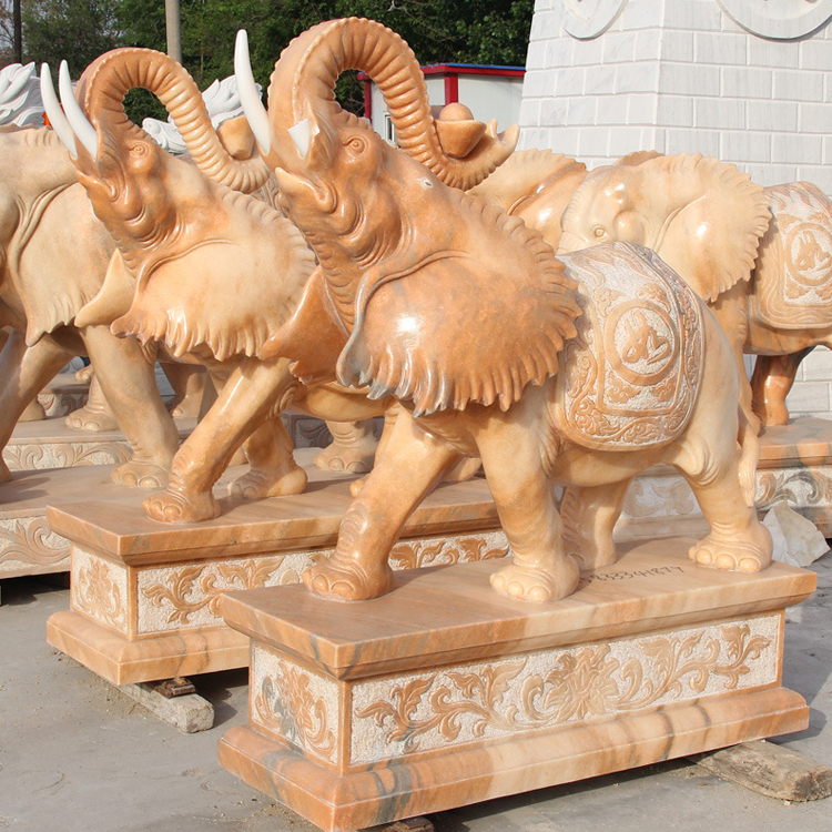 Customized Natural Carved Marble Elephant Statue