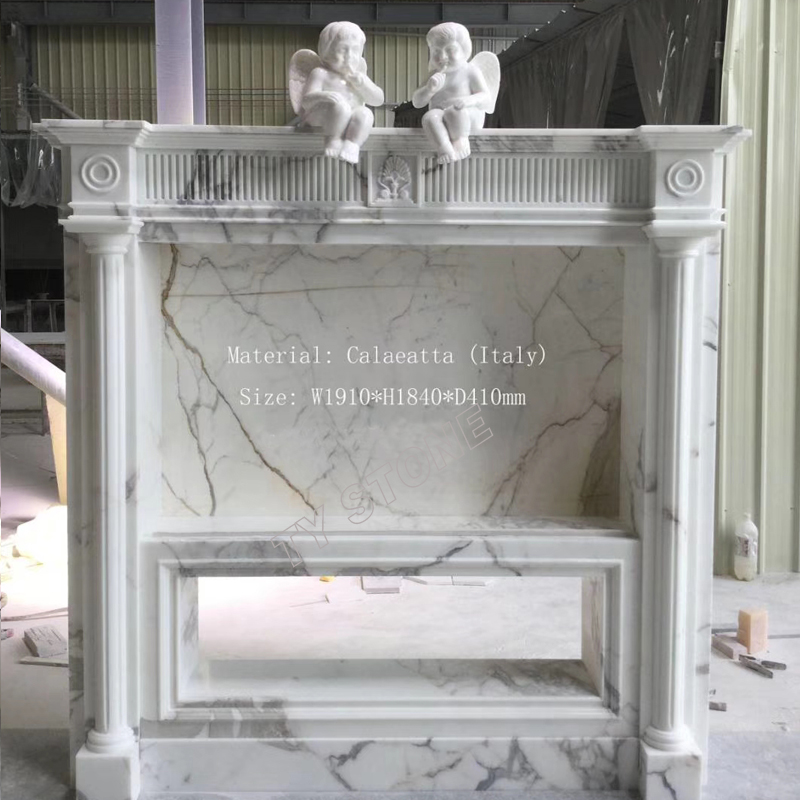 Calacatta white Marble Fireplace Mantel