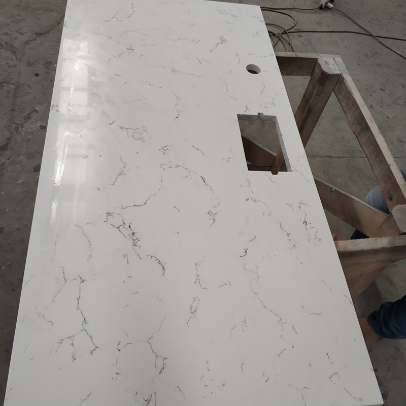 White Carrara Quartz kitchen Countertops