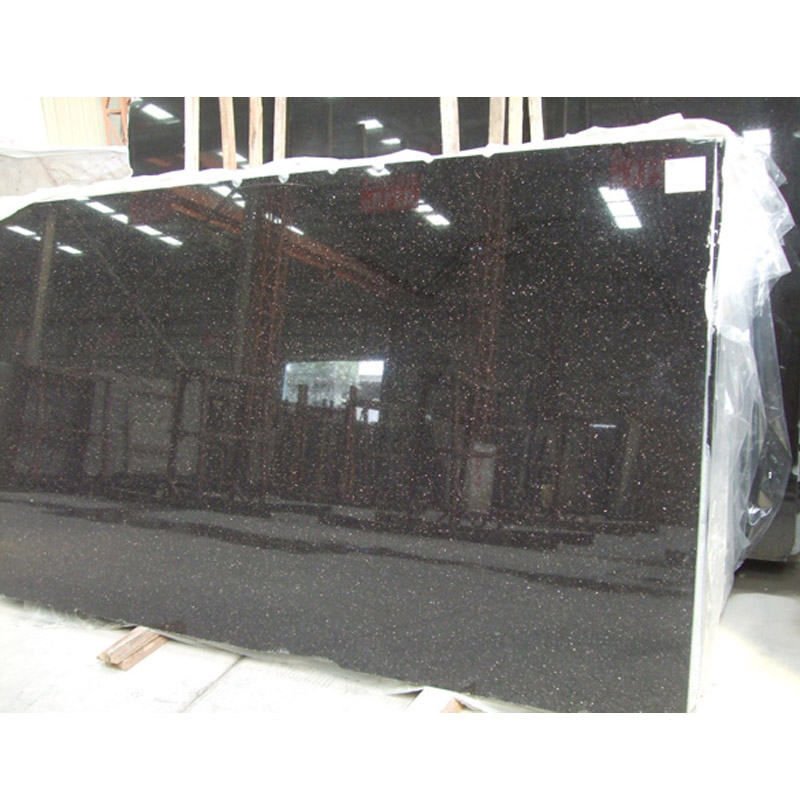 Jet black galaxy granite slabs