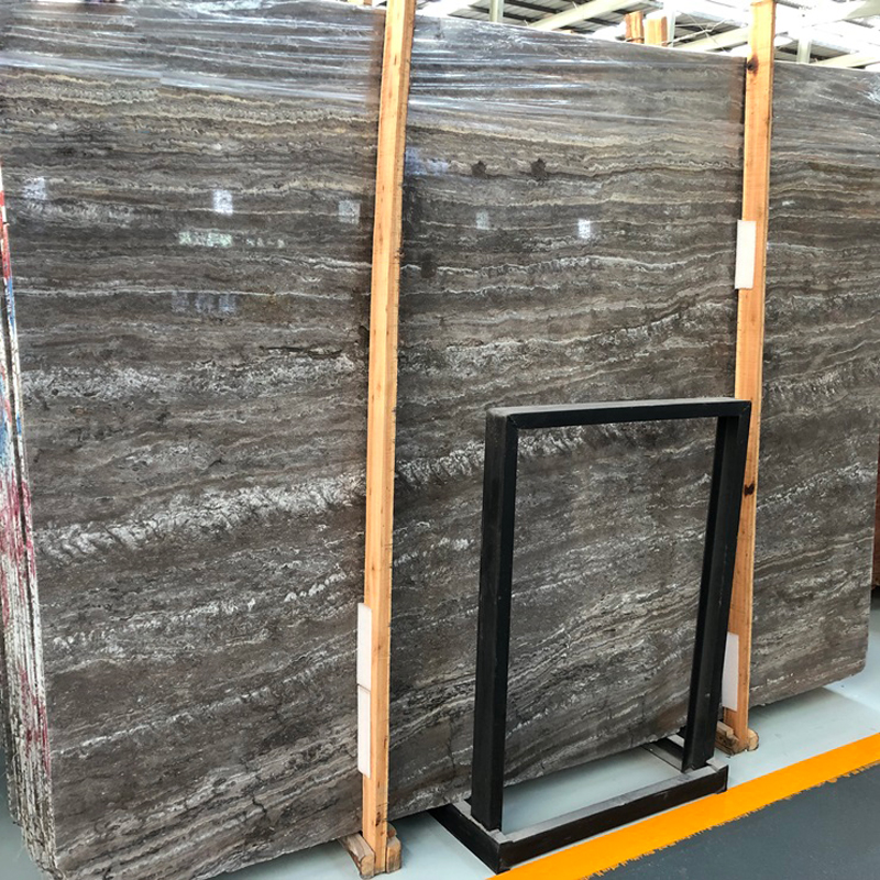 Natural Silver Grey Travertine Marble Slab